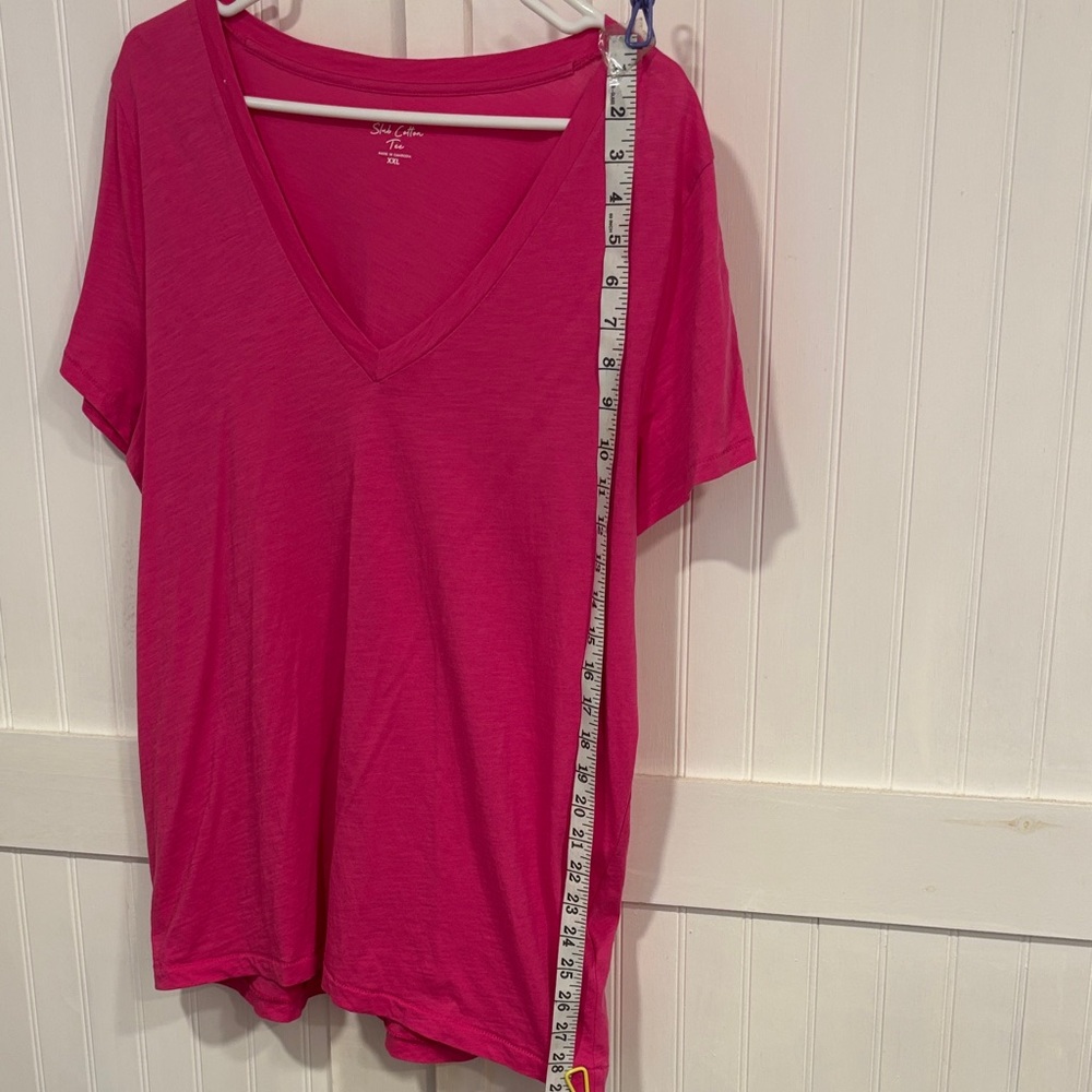 J. Crew Bright Pink V-Neck Short Sleeve vintage cotton Tee size XXL - Picture 4 of 6